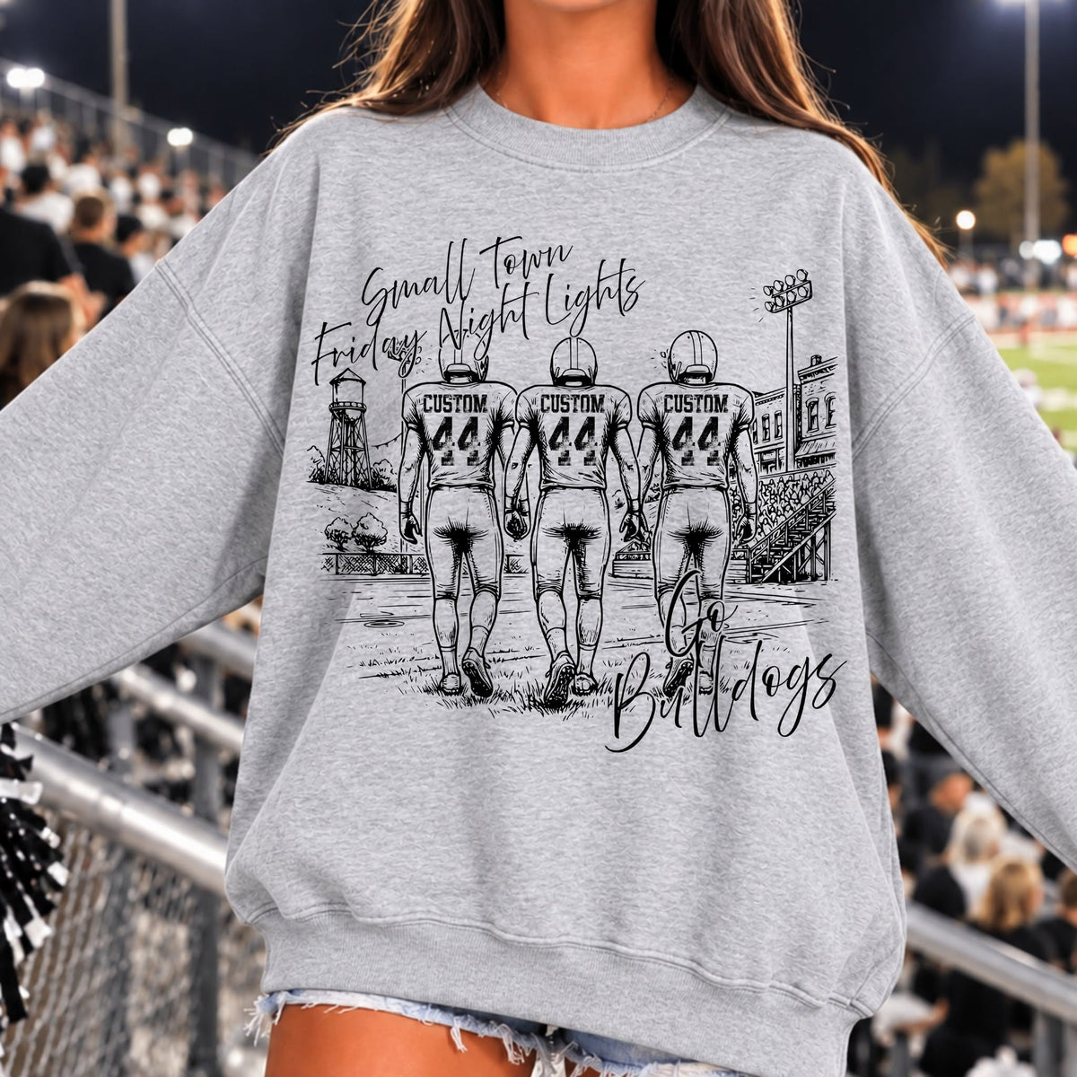 3 Football Players Friday Night Lights Editable Template | *blank mockup included