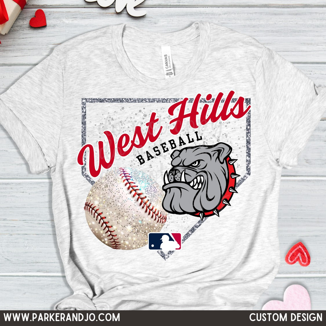 CUSTOM - Team/Mascot Faux Glitter Baseball Design PNG