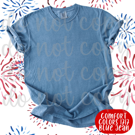 4th of July Comfort Colors 1717 Blue Jean Mockup
