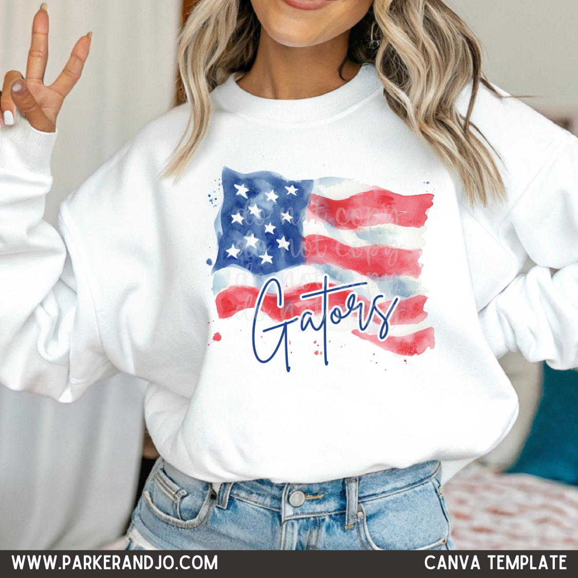 American Flag Custom Wording Canva Template
