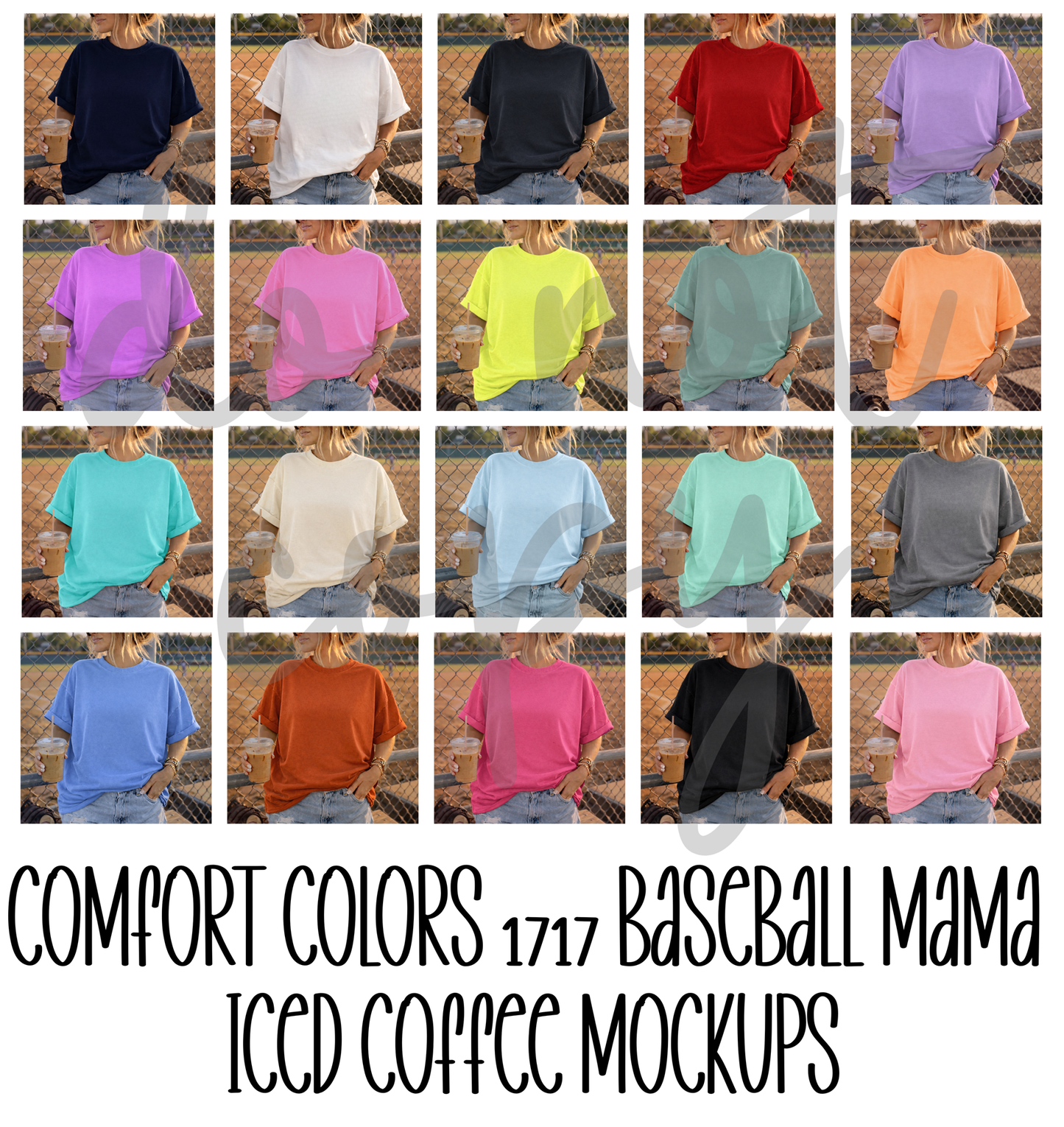 COMFORT COLORS BASEBALL MAMA ICED COFFEE MOCKUPS - 20 COLORS