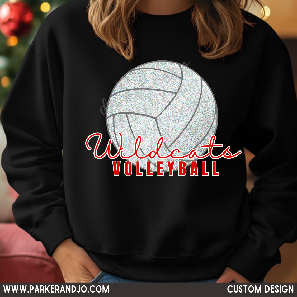 Custom Team Name or Mascot Faux Glitter Volleyball PNG