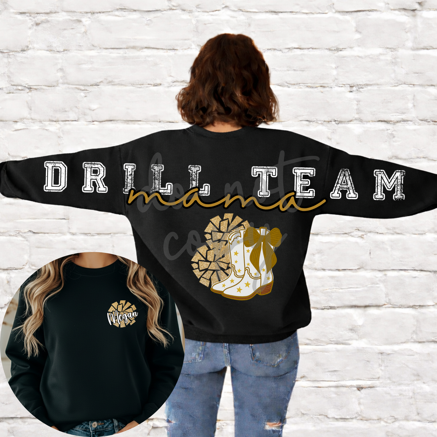 drill team Mama Long Big Back Editable Canva Template