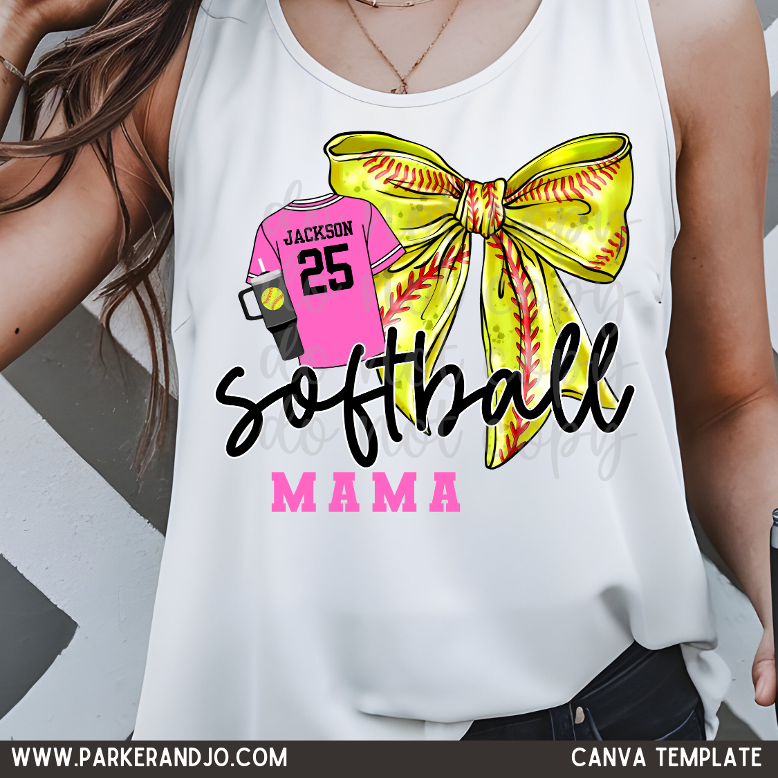 Softball Bow Canva Template