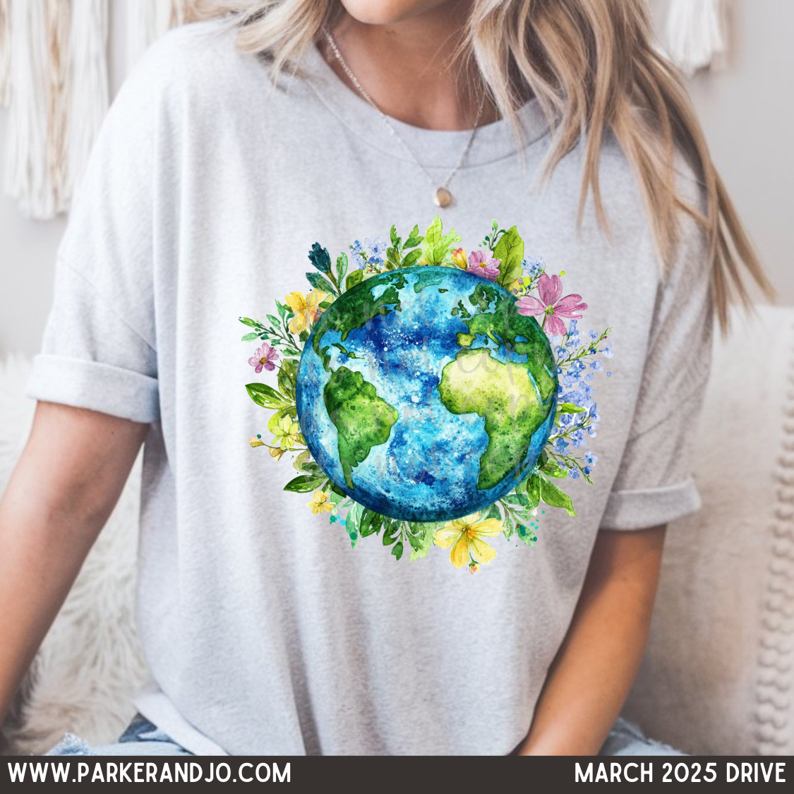 Watercolor Earth Day with Florals png