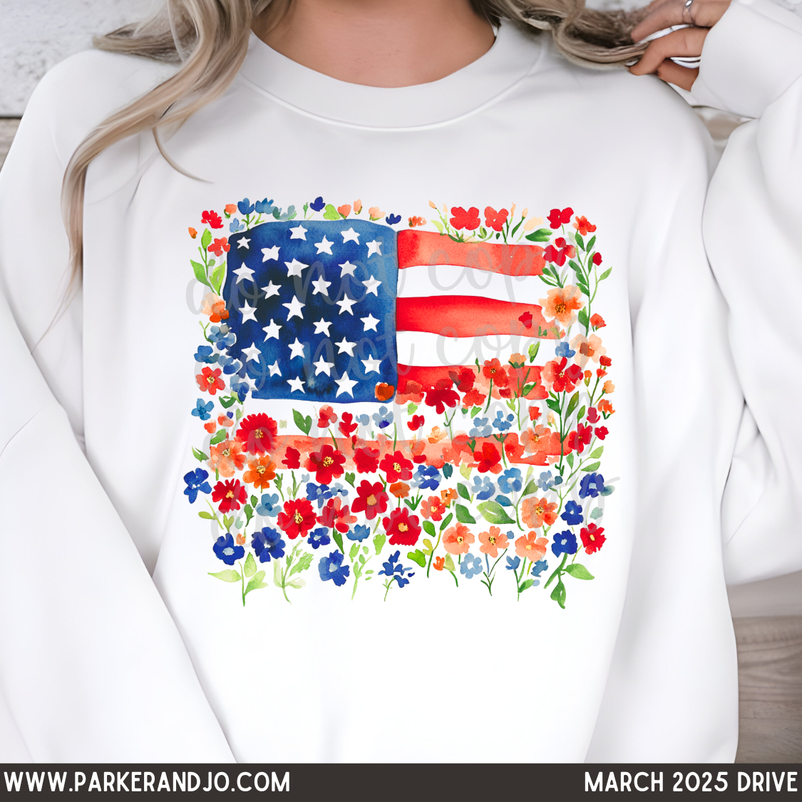 Floral American Flag 2 png