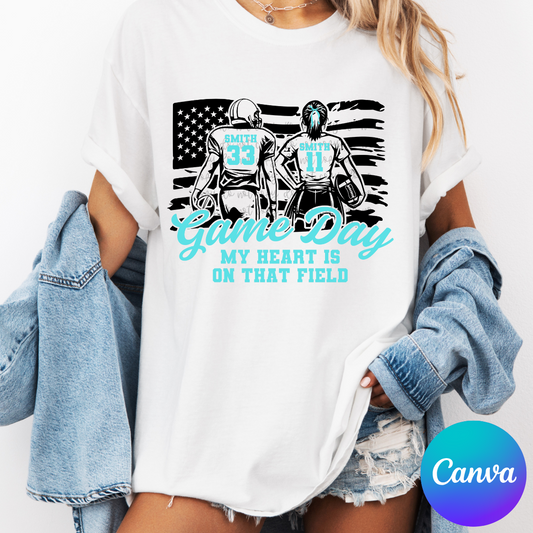 Girl Flag Football and Football Boy Canva Template