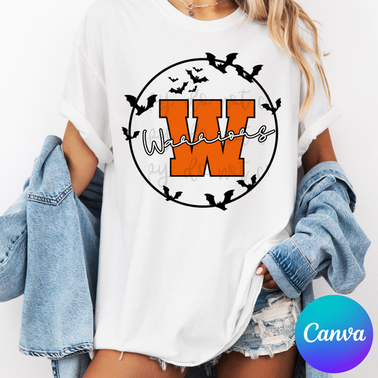 Halloween Bats Frame Initial Canva template