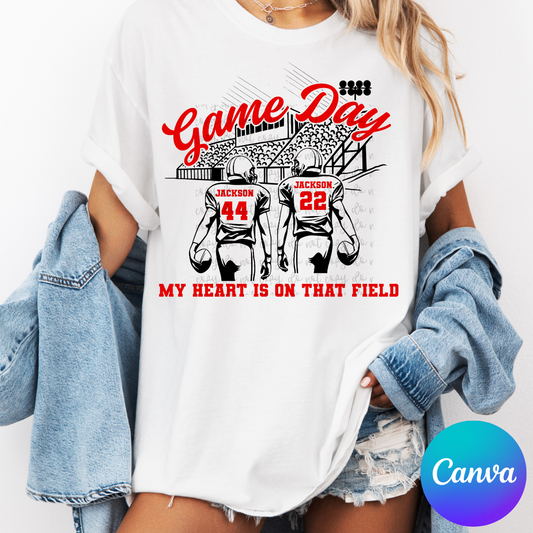 Game Day Bleachers 2 Football Players Canva Template