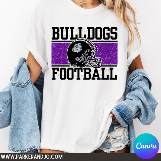 Faux Glitter Frame Football Canva Template