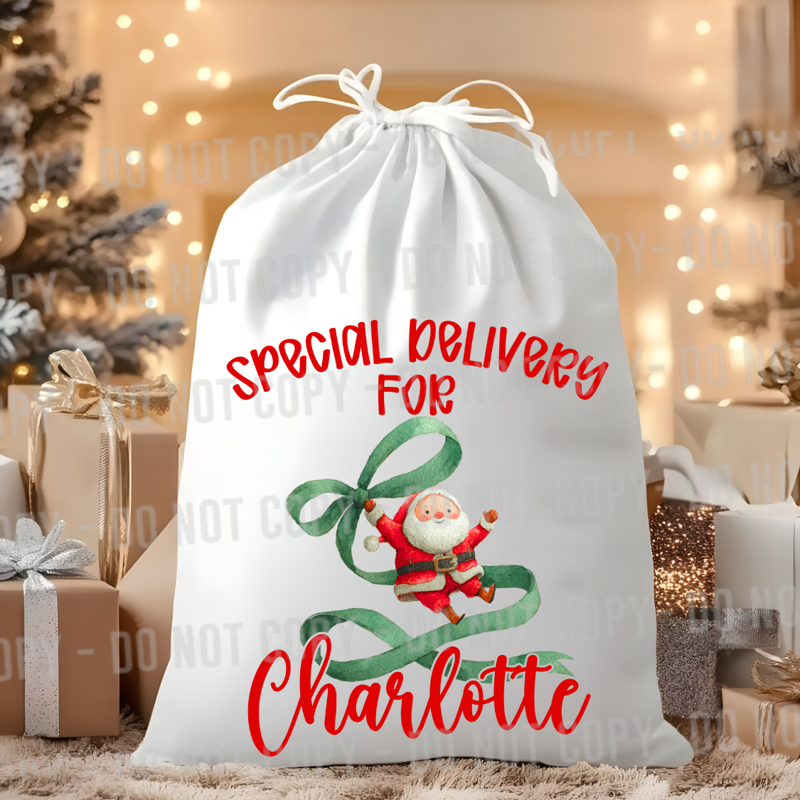 special delivery santa bag editable canva template