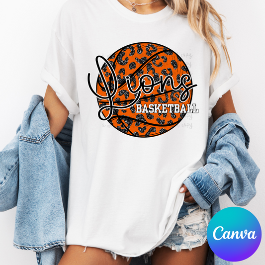 Faux Glitter Basketball Canva Template
