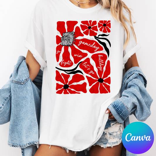 Floral Game day Mascot Canva Template