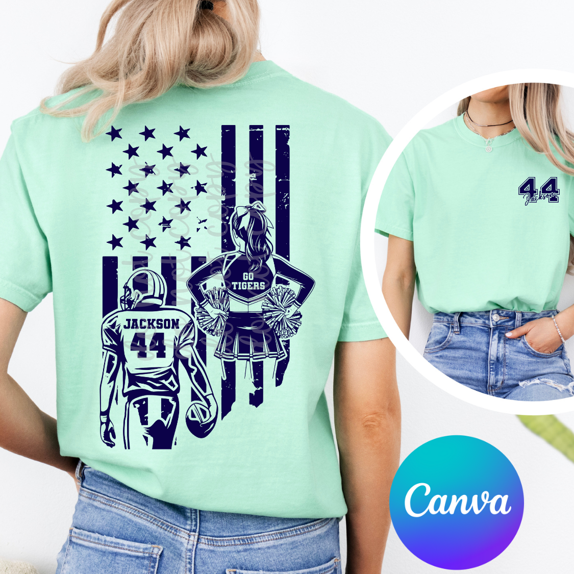 Football and Cheer Flag Canva Template