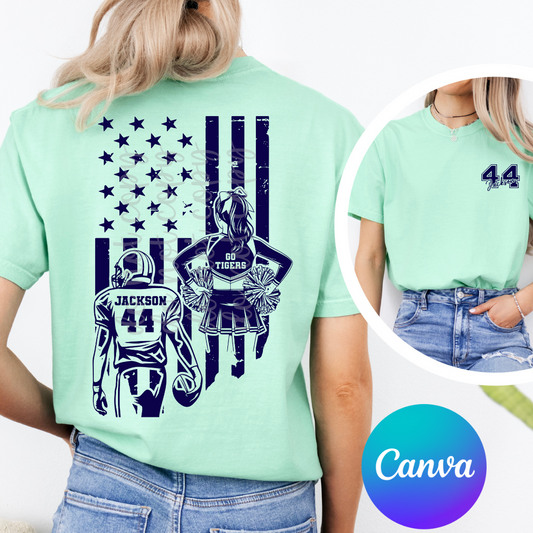 Football and Cheer Flag Canva Template