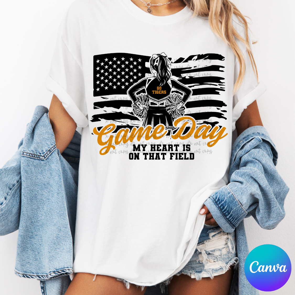 Cheerleader Flag Game Day Canva Template