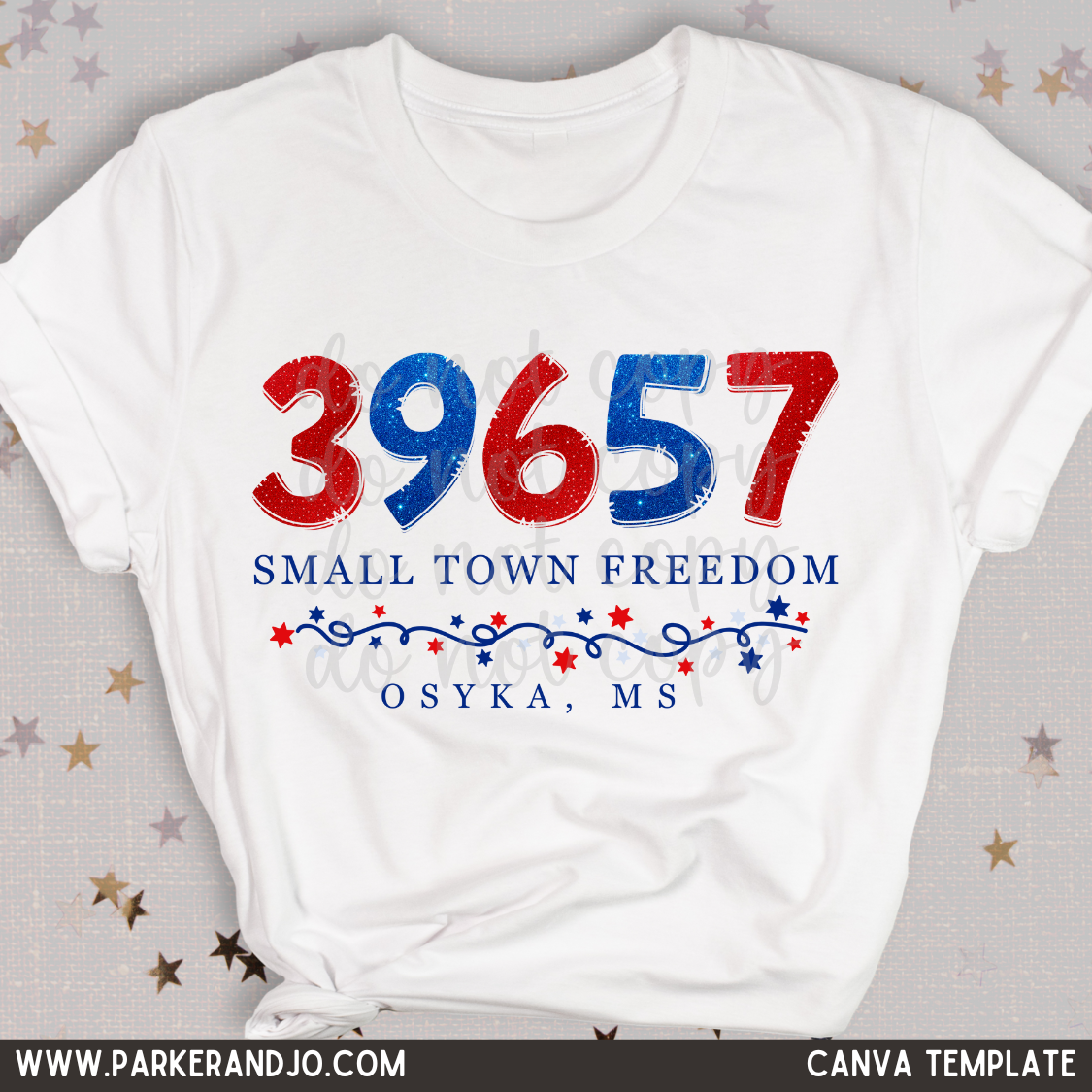 Small Town Freedom Custom Zip Code Canva Template
