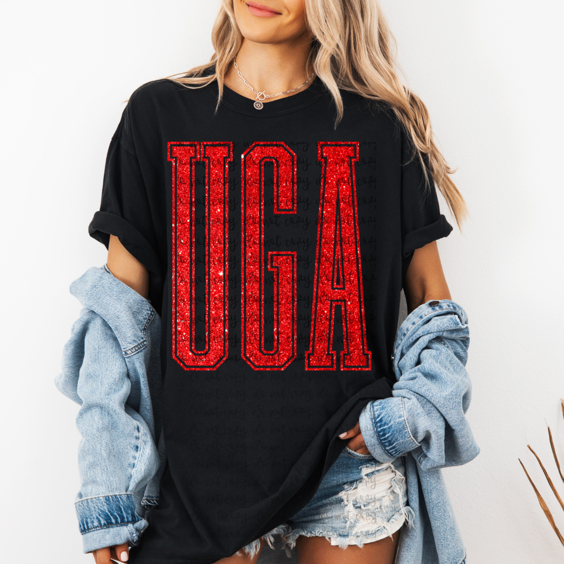 Collegiate Tall Varsity Faux Glitter PNG