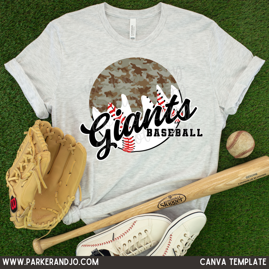 Camo Drip Baseball Canva Template