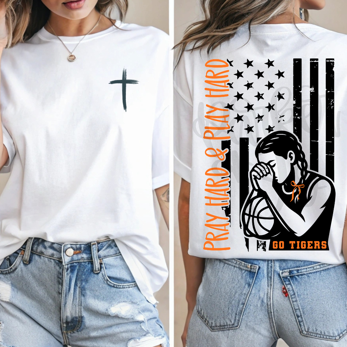 PRAY HARD AND PLAY HARD girls basketball CANVA TEMPLATE