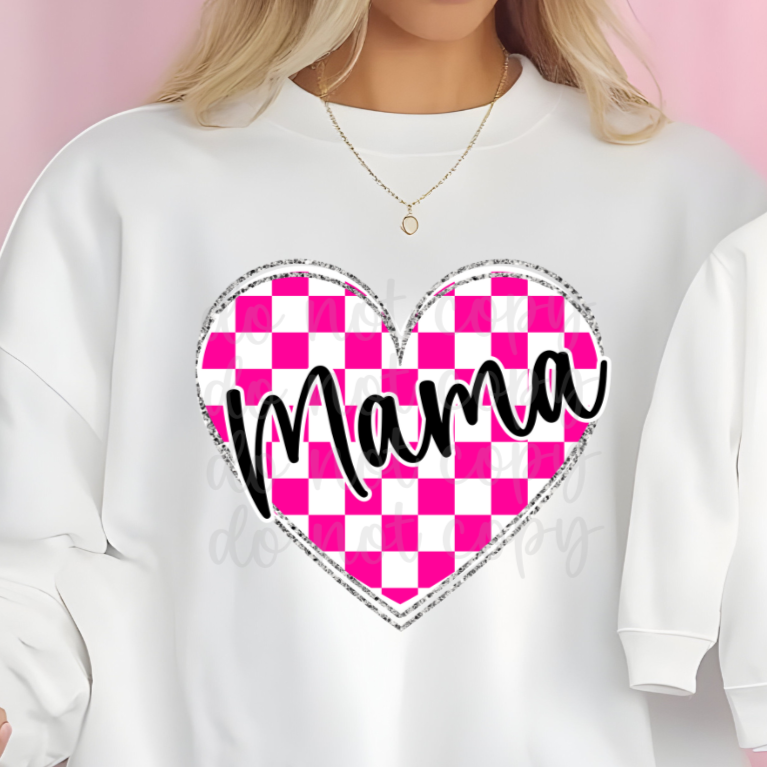 Mama Checkered Heart PNG