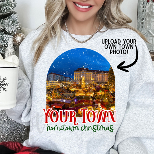 Hometown Christmas Photo Frame Editable Canva Template