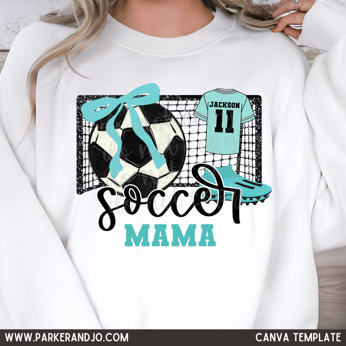 Soccer Mama Faux Glitter Goal Canva Template