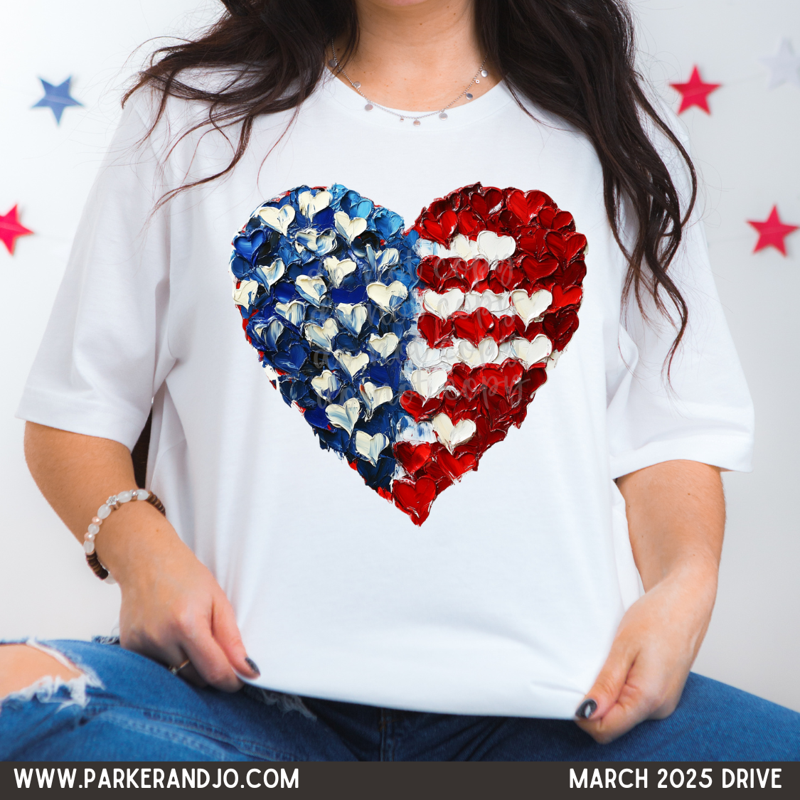 Red, White, and Blue Painted Heart 2 png