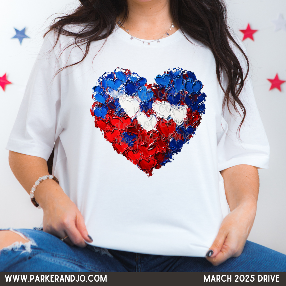 Red, White, and Blue Painted Heart png