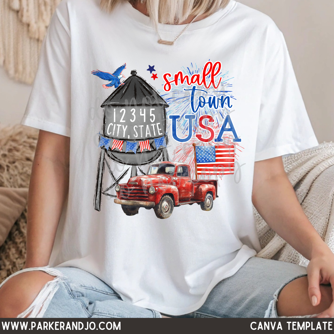 Small Town USA Custom Zip Code, City, State Canva Template