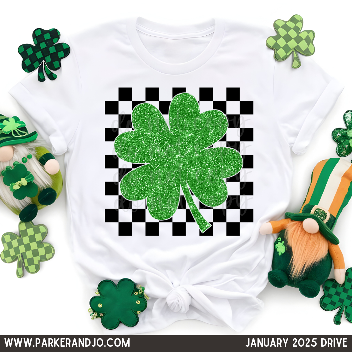 Glitter Shamrock Checkered png