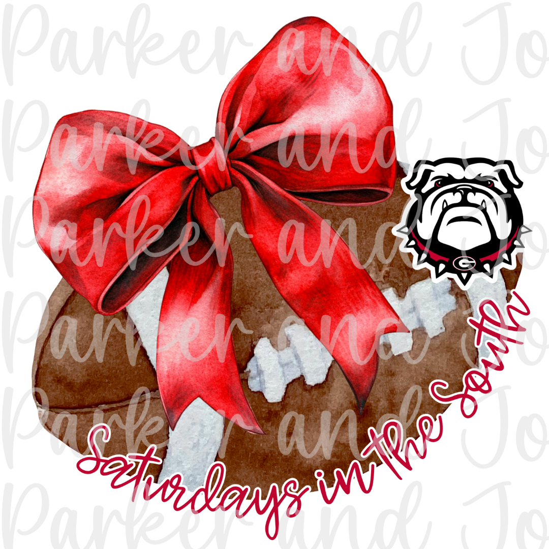 Georgia Bulldogs Trendy Coquette Bow Football PNG File | Saturdays in the South