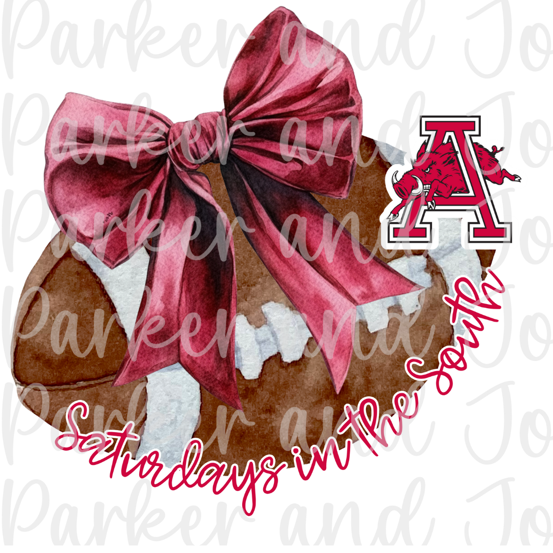 Arkansas Razorbacks Trendy Coquette Bow Football PNG File | Saturdays in the South