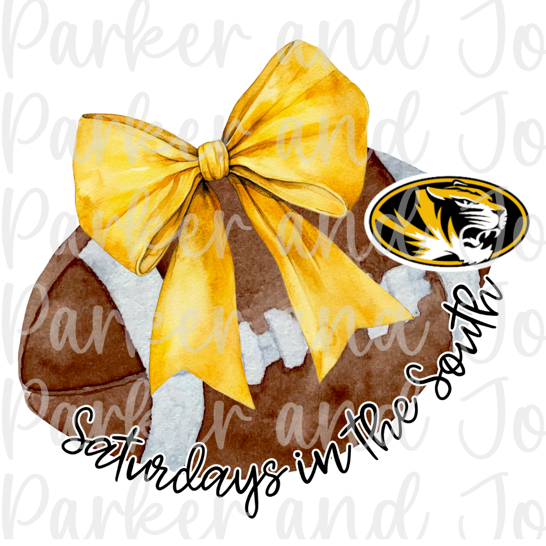 Missouri Tigers Trendy Coquette Bow Football PNG File | Saturdays in the South