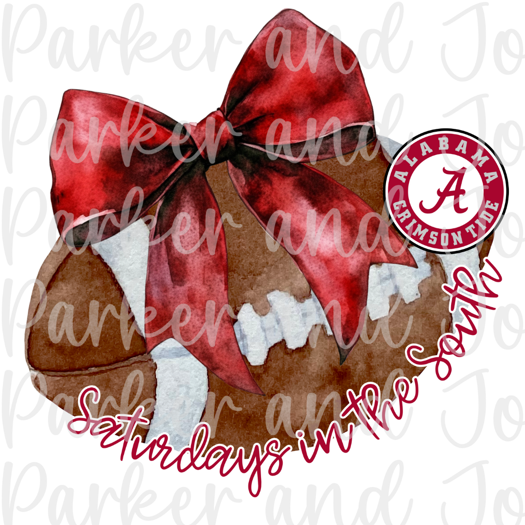 Alabama Crimson Tide Trendy Coquette Bow Football PNG File | Saturdays in the South