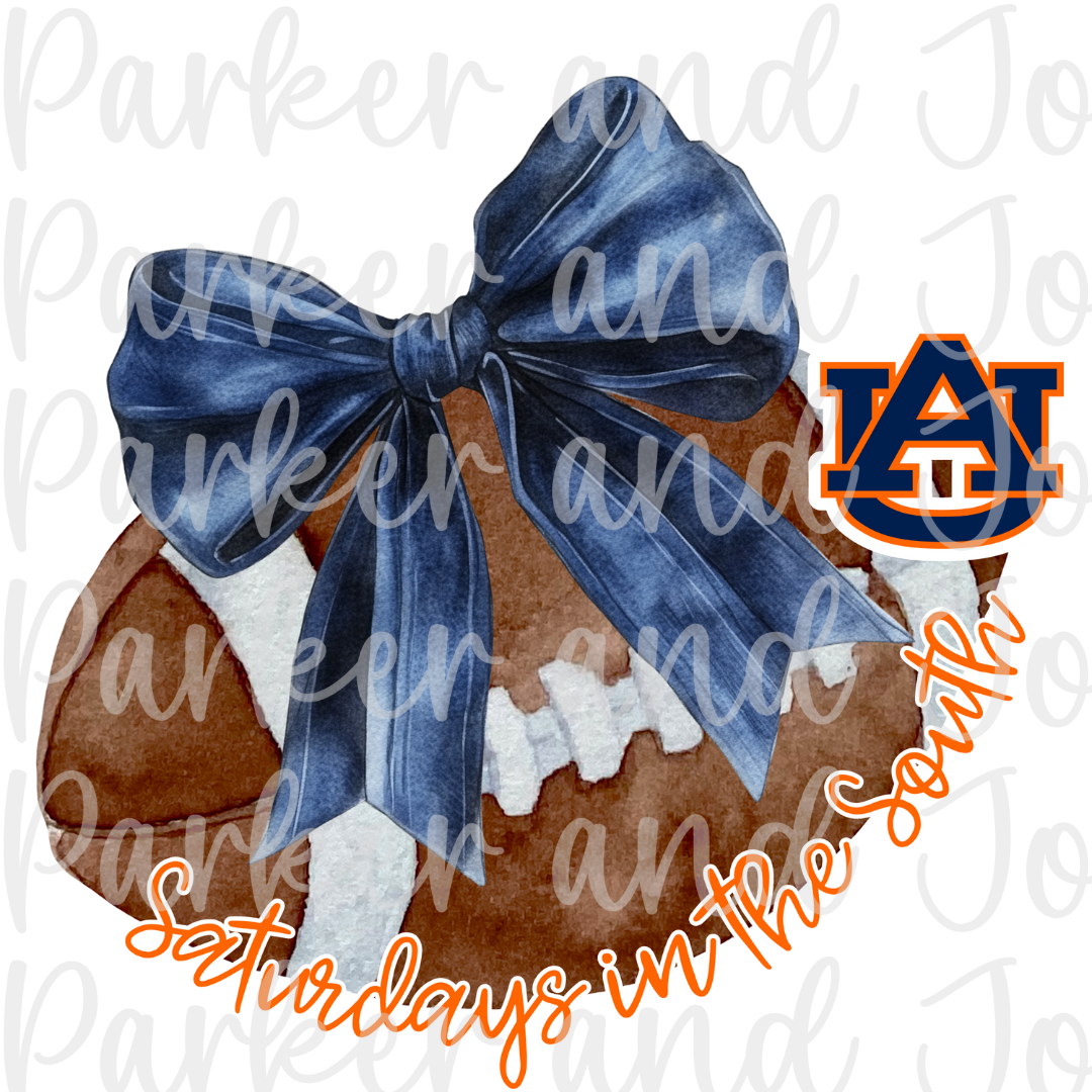 Auburn Tigers Trendy Coquette Bow Football PNG File | Saturdays in the South
