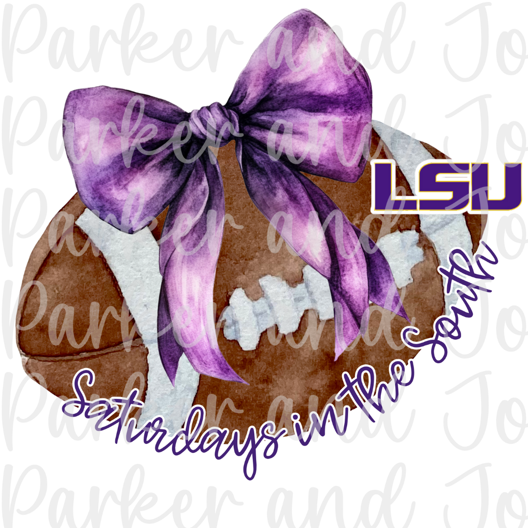 LSU Tigers Trendy Coquette Bow Football PNG File | Saturdays in the South