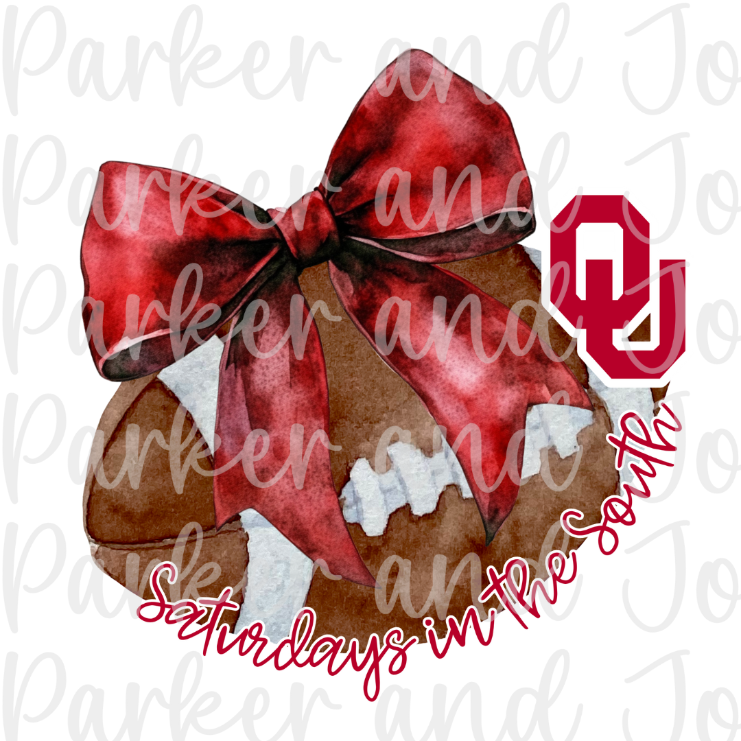 University of Oklahoma Sooners Trendy Coquette Bow Football PNG File | Saturdays in the South
