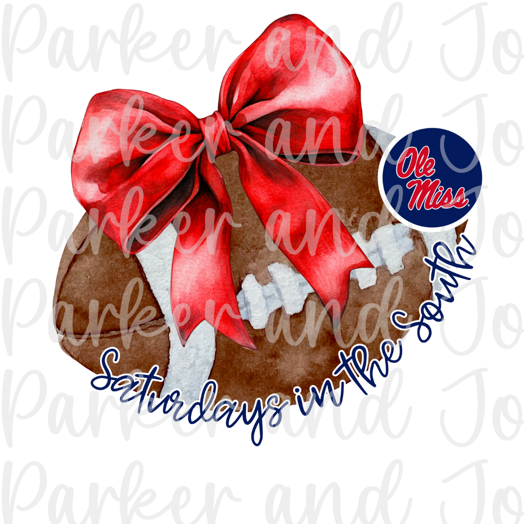 Ole Miss Rebels Trendy Coquette Bow Football PNG File | Saturdays in the South