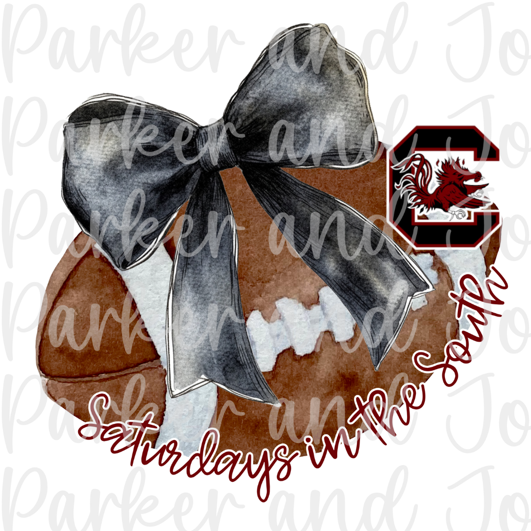 South Carolina Gamecocks Trendy Coquette Bow Football PNG File | Saturdays in the South