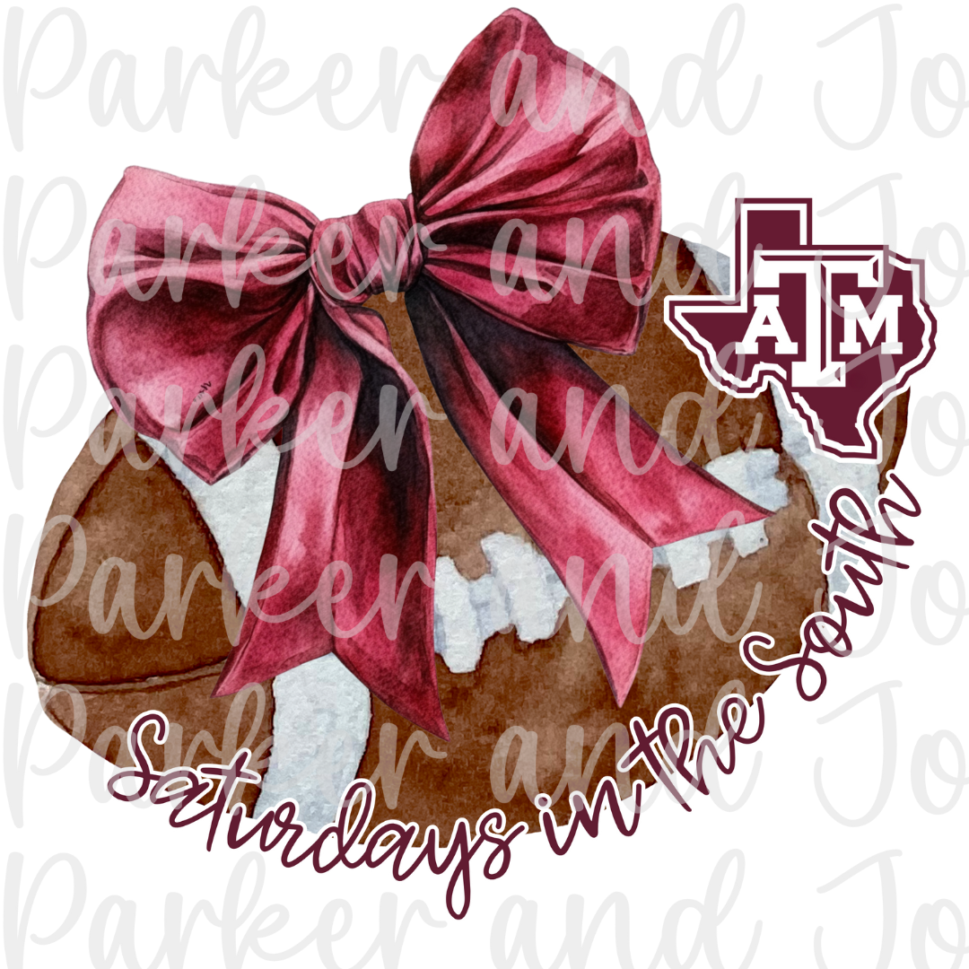 Texas A&M Trendy Coquette Bow Football PNG File | Saturdays in the South