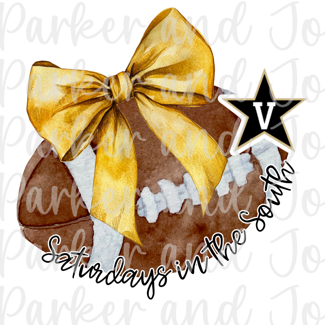Vanderbilt Trendy Coquette Bow Football PNG File | Saturdays in the South