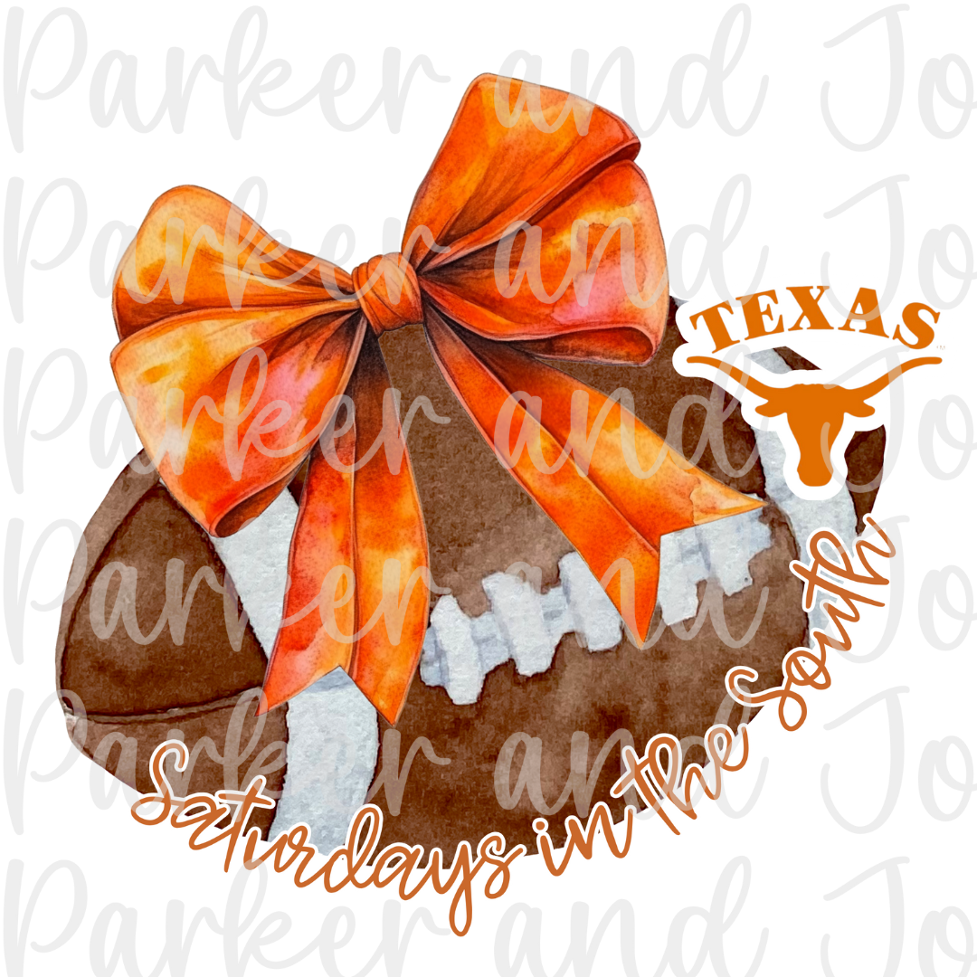 Texas Longhorns Trendy Coquette Bow Football PNG File | Saturdays in the South