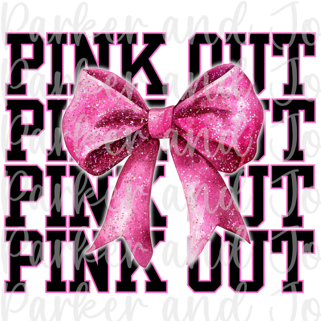 Pink Out Breast Cancer Awareness Trendy Coquette Bow Football PNG File