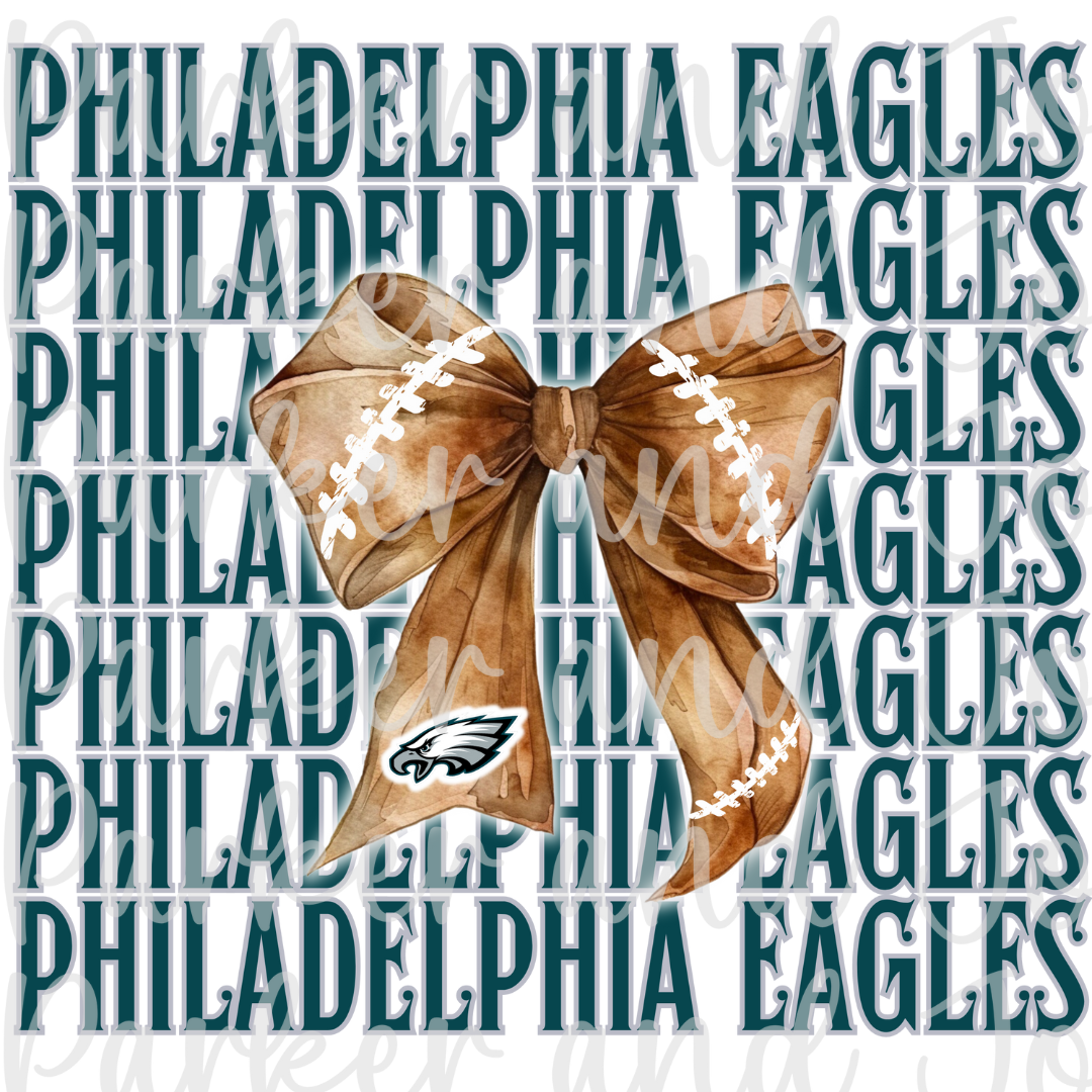 Philadelphia Trendy Coquette Bow Football PNG File