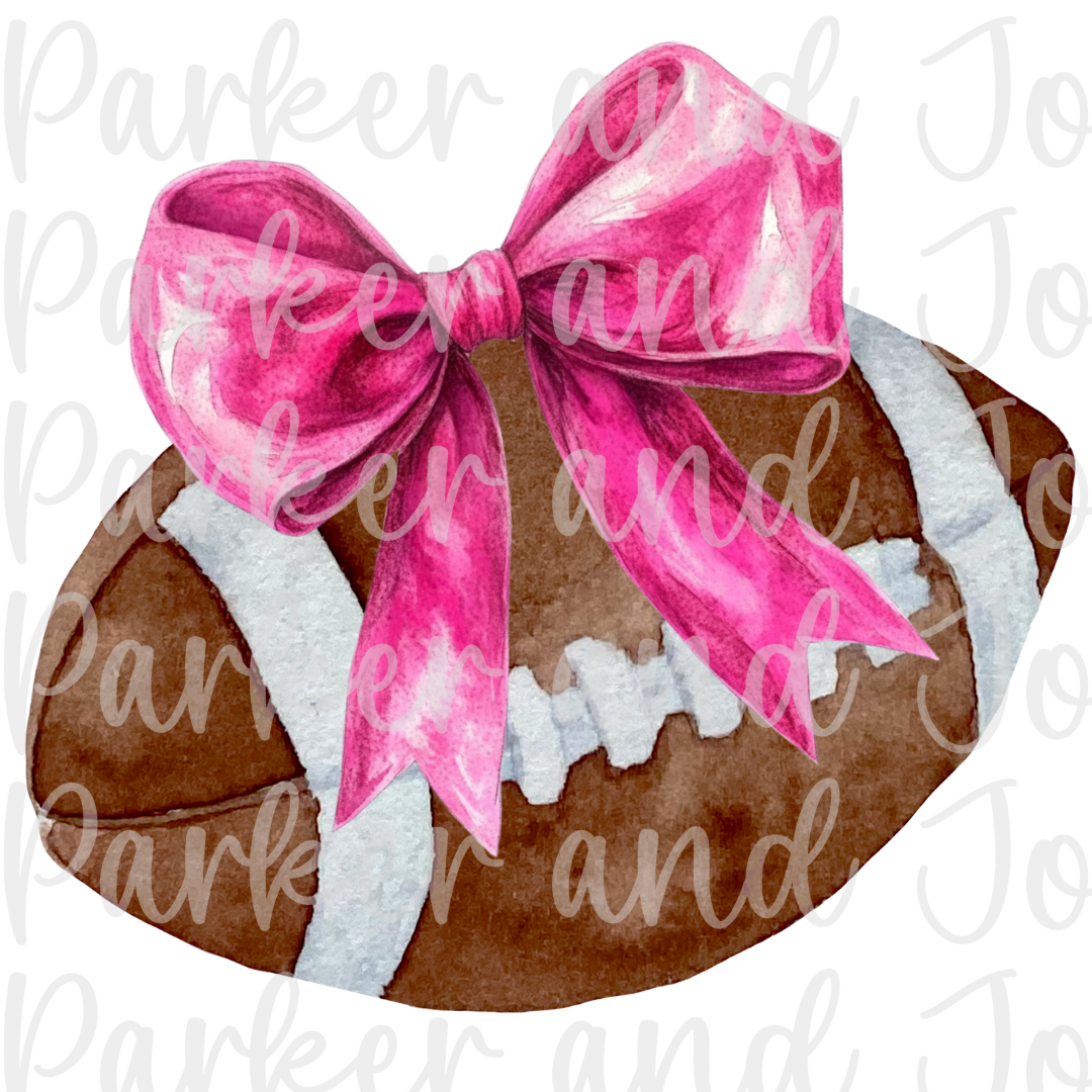 In October We Wear Pink Trendy Coquette Bow Football PNG File