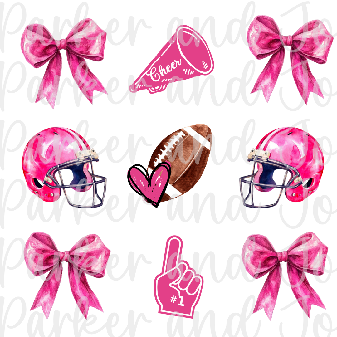 Pink Football Team Spirit Coquette Bow PNG File