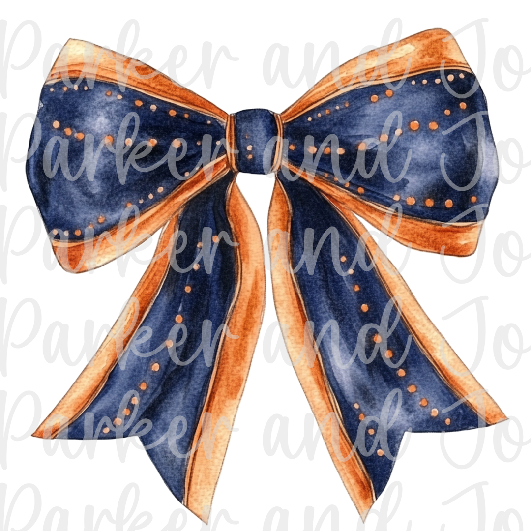 Blue & Orange Watercolor Coquette Bow PNG File
