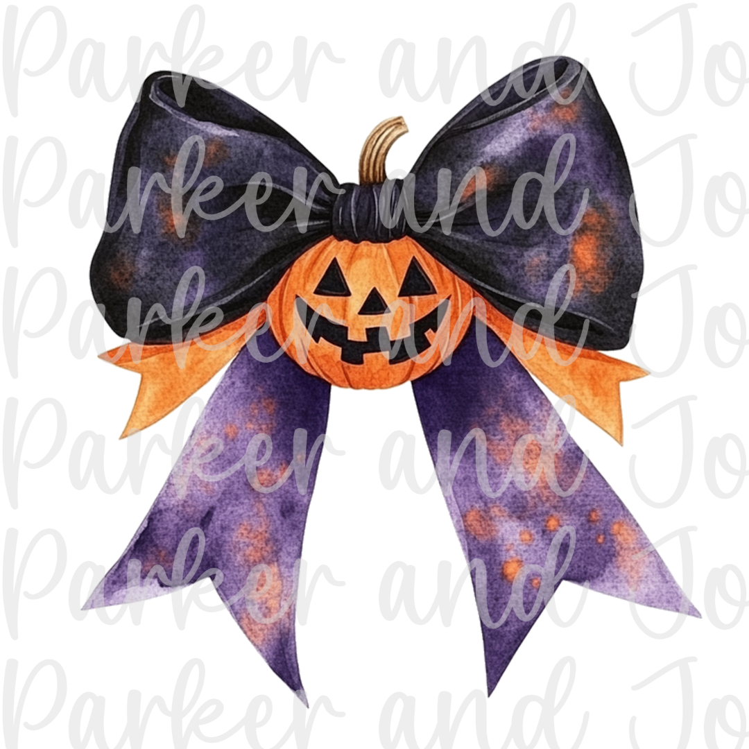 Halloween Watercolor Coquette Bow PNG