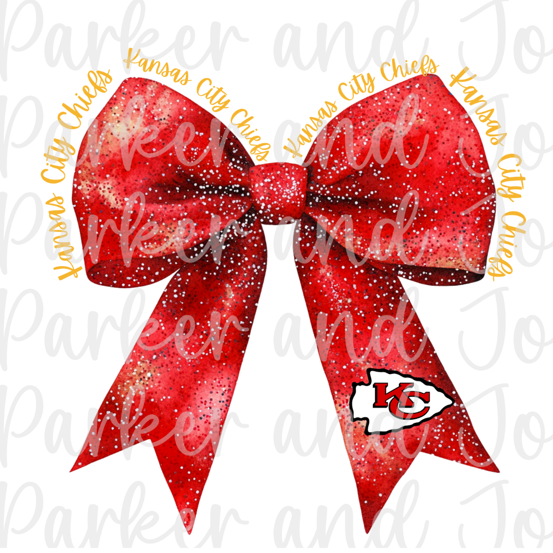 Kansas City Trendy Coquette Bow Football PNG File